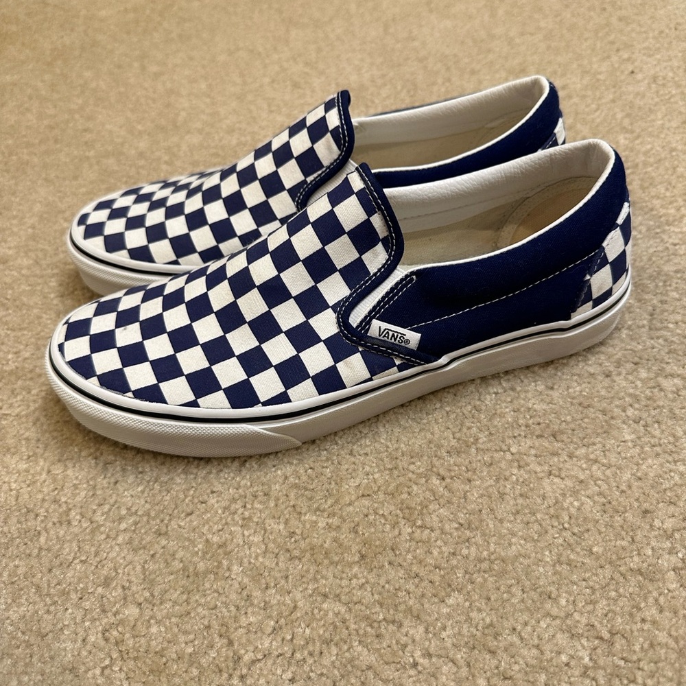 Vans Blue and White Slip-On Loafers